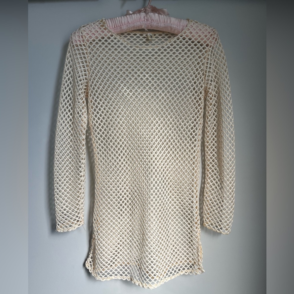 Retro Cream Mesh Top